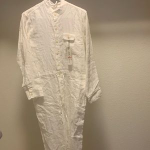 Alex Mill Natural White linen jumpsuit, 10/10 Button up front drawstring waist.